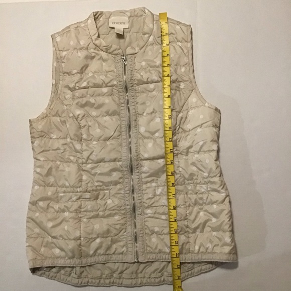 Chico’s Polka-Dot Puffer Vest Beige Full Zip - Picture 3 of 9